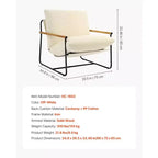 Fauteuil d'appoint moderne en velours côtelé avec structure en métal et accoudoirs en bois, beige
