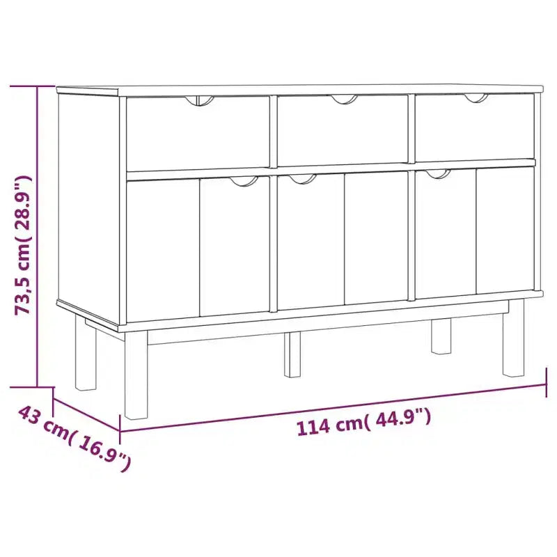 vidaXL Console de rangement pour salon OTTA Bois de pin massif