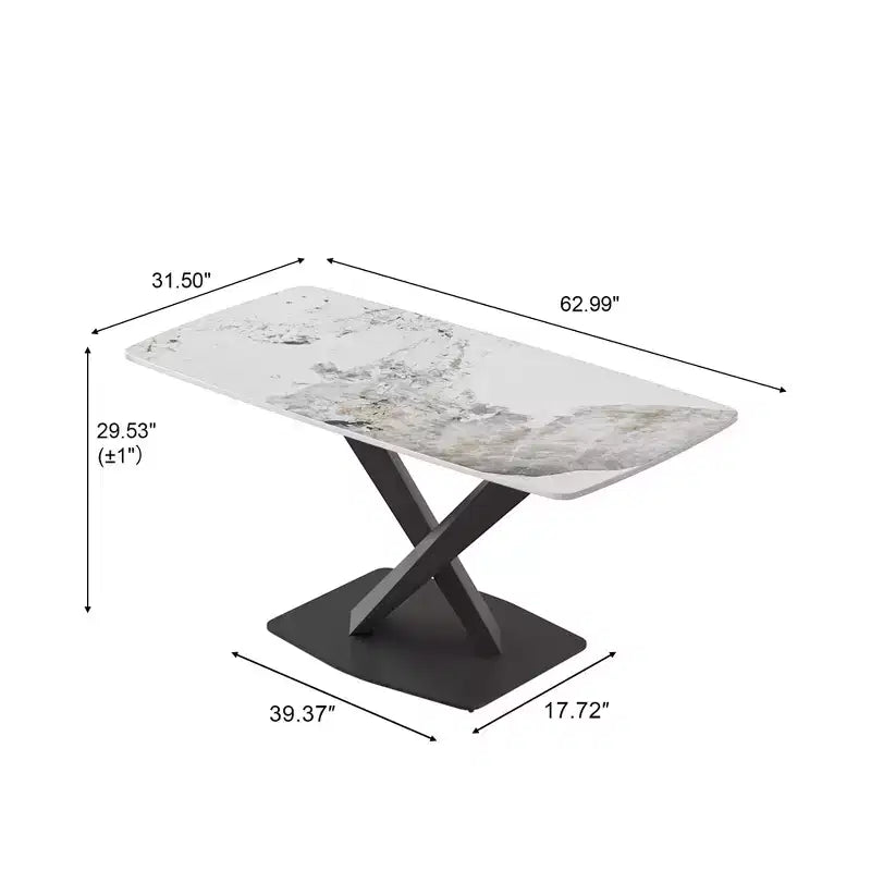 Table à manger rectangulaire incurvée en pierre artificielle moderne GDFStudio Basia
