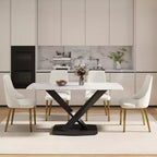 Table à manger rectangulaire incurvée en pierre artificielle moderne GDFStudio Basia