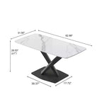 Table à manger rectangulaire incurvée en pierre artificielle moderne GDFStudio Basia