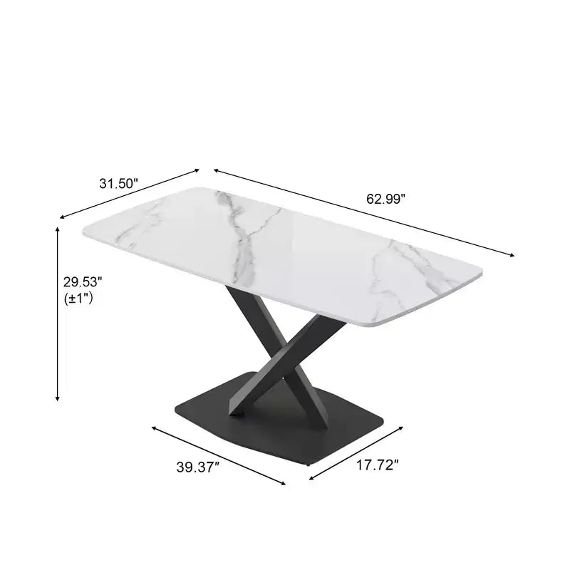 Table à manger rectangulaire incurvée en pierre artificielle moderne GDFStudio Basia