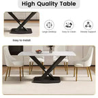 Table à manger rectangulaire incurvée en pierre artificielle moderne GDFStudio Basia