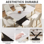 Table à manger rectangulaire incurvée en pierre artificielle moderne GDFStudio Basia