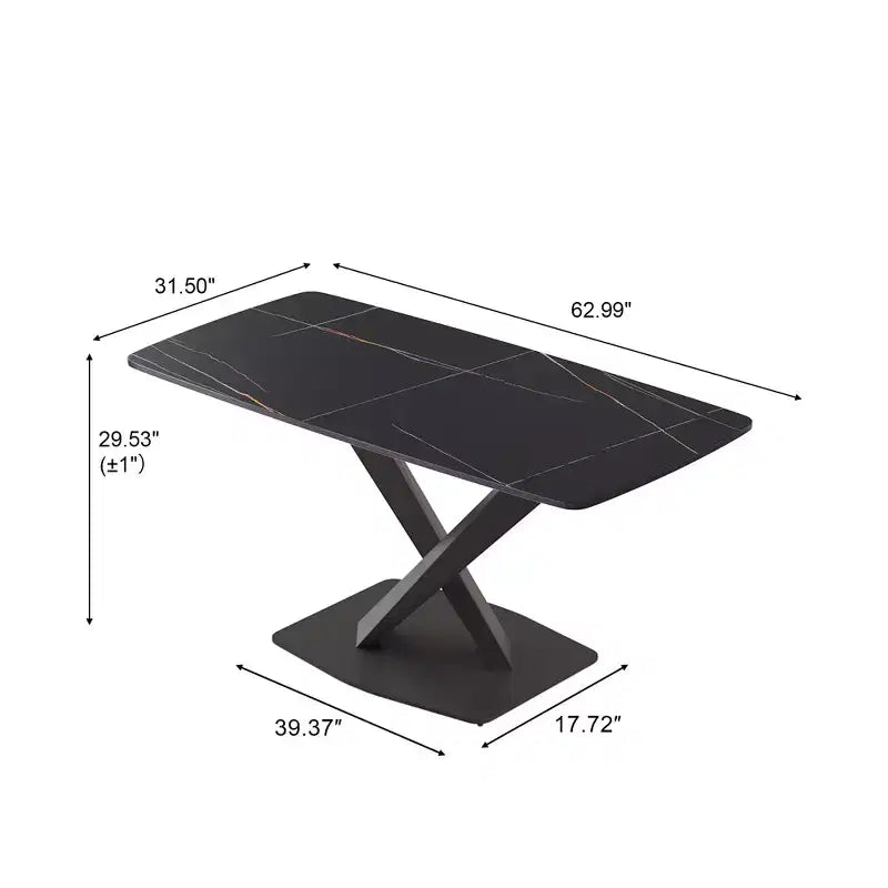 Table à manger rectangulaire incurvée en pierre artificielle moderne GDFStudio Basia