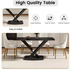 Table à manger rectangulaire incurvée en pierre artificielle moderne GDFStudio Basia