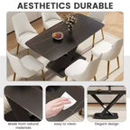 Table à manger rectangulaire incurvée en pierre artificielle moderne GDFStudio Basia