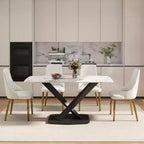 Table à manger rectangulaire incurvée en pierre artificielle moderne GDFStudio Basia