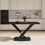 GDFStudio Basia Modern Artificial Stone Curved Rectangle Dining Table