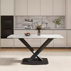 Table à manger rectangulaire incurvée en pierre artificielle moderne GDFStudio Basia