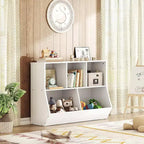 ACOINEL 35.4 Bibliothèque pour enfants avec pied de lit - Rangement de jouets, étagère à jouets pour enfants et meuble de rangement à 5 casiers