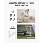 Étagère de rangement pliable VEVOR à 4 niveaux, étagère métallique pliable de 91,4 x 53,3 x 152,4 cm (L x P x H), organisateur sans assemblage avec 5 roues et 4 crochets, blanc