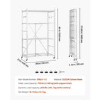 Étagère de rangement pliable VEVOR à 4 niveaux, étagère métallique pliable de 91,4 x 53,3 x 152,4 cm (L x P x H), organisateur sans assemblage avec 5 roues et 4 crochets, blanc