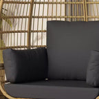 Fauteuil œuf en osier avec coussin moelleux et cadre en acier, chaises longues de patio en rotin pour patio, arrière-cour, salon, chambre à coucher