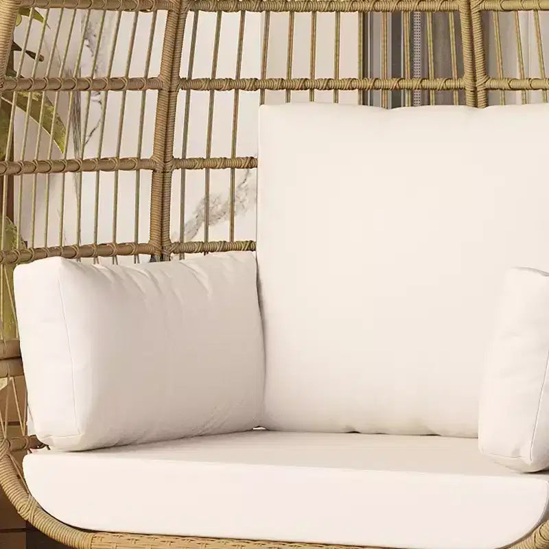 Fauteuil œuf en osier avec coussin moelleux et cadre en acier, chaises longues de patio en rotin pour patio, arrière-cour, salon, chambre à coucher