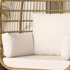 Fauteuil œuf en osier avec coussin moelleux et cadre en acier, chaises longues de patio en rotin pour patio, arrière-cour, salon, chambre à coucher