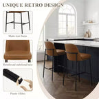 Tabourets de bar Ora Maison Chaises de comptoir en cuir avec dossier et pieds en métal pour bar, lot de 2, marron