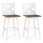 Lot de 2 tabourets de bar pivotants Costway 73,5 cm avec dossier, grand siège et repose-pieds pour îlot de cuisine