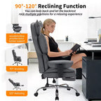 Fauteuil de bureau pour personnes fortes et grandes avec repose-pieds, fauteuil de jeu à dossier haut, fauteuil de bureau exécutif en cuir, fauteuil de bureau ergonomique avec support lombaire