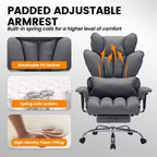 Fauteuil de bureau pour personnes fortes et grandes avec repose-pieds, fauteuil de jeu à dossier haut, fauteuil de bureau exécutif en cuir, fauteuil de bureau ergonomique avec support lombaire