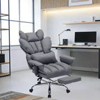Fauteuil de bureau pour personnes fortes et grandes avec repose-pieds, fauteuil de jeu à dossier haut, fauteuil de bureau exécutif en cuir, fauteuil de bureau ergonomique avec support lombaire