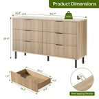 Commode 5 tiroirs cannelés ondulés pour chambre à coucher, commode en bois moderne avec tiroirs larges, commode en bois pour chambre d'enfant avec pieds en métal pour couloir entrée