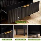 Commode 5 tiroirs cannelés ondulés pour chambre à coucher, commode en bois moderne avec tiroirs larges, commode en bois pour chambre d'enfant avec pieds en métal pour couloir entrée