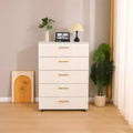 JVNOXK 30-inch Modern Five-Drawer Cabinet with Handles Storage Cabinet with Four-Way Casters Suitable for Bedrooms and Living Rooms White