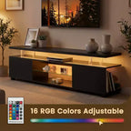 Meuble TV JVNOXK pour téléviseur 60 pouces, centre de divertissement de jeu LED, table console de rangement multimédia avec grand meuble latéral pour salon (noir)