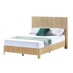 Cadre de lit plateforme en bois pour lits Double/Queen/King avec accents ondulés - ModernLuxe