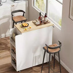 Îlot de cuisine, 48 po, Meuble bar à café rétro de style ferme avec rangement et armoire vitrée, pour salle à manger