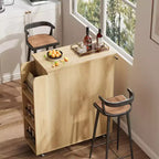 Îlot de cuisine, 48 po, Meuble bar à café rétro de style ferme avec rangement et armoire vitrée, pour salle à manger