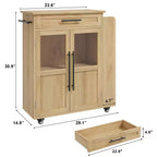 Îlot de cuisine, 48 po, Meuble bar à café rétro de style ferme avec rangement et armoire vitrée, pour salle à manger