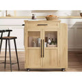 Kitchen Island, 48 Retro Farmhouse Coffee Bar Station with Storage & Glass Door Cabinet, for Dining Room