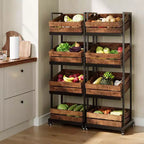 Desserte de cuisine en bois Lantine à 4 niveaux avec roulettes, rangement mobile pour fruits et légumes, étagère utilitaire, étagère de rangement pour garde-manger, chambre, salon