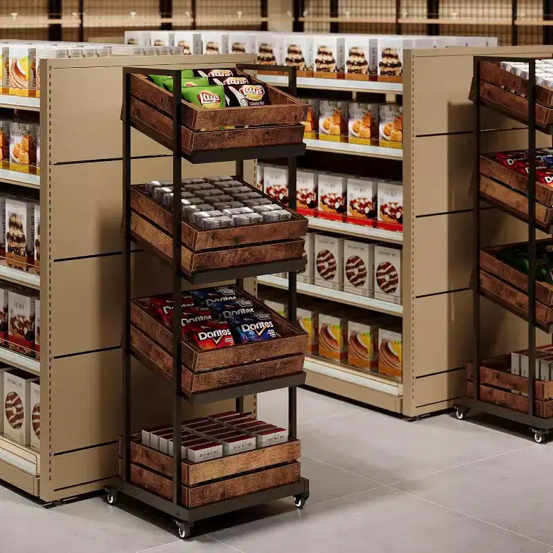 Desserte de cuisine en bois Lantine à 4 niveaux avec roulettes, rangement mobile pour fruits et légumes, étagère utilitaire, étagère de rangement pour garde-manger, chambre, salon