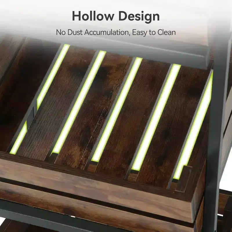 Desserte de cuisine en bois Lantine à 4 niveaux avec roulettes, rangement mobile pour fruits et légumes, étagère utilitaire, étagère de rangement pour garde-manger, chambre, salon