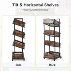 Desserte de cuisine en bois Lantine à 4 niveaux avec roulettes, rangement mobile pour fruits et légumes, étagère utilitaire, étagère de rangement pour garde-manger, chambre, salon