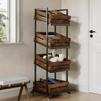 Desserte de cuisine en bois Lantine à 4 niveaux avec roulettes, rangement mobile pour fruits et légumes, étagère utilitaire, étagère de rangement pour garde-manger, chambre, salon