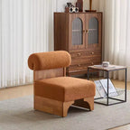 Modern Boucle Lounge Chair with Solid Wood Frame and Rolled Backrest, Soft Upholstery, for Various Rooms