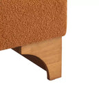 Fauteuil moderne en bouclette avec structure en bois massif et dossier roulé, revêtement doux, pour différentes pièces