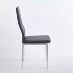 Set of 4 Dining Chairs with Chrome Color Legs and Black Seats, Comfortable and Durable