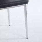 Lot de 4 chaises de salle à manger avec pieds chromés et sièges noirs, confortables et durables