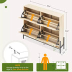 Meuble à chaussures autoportant en rotin avec quatre tiroirs rabattables, unité de rangement de chaussures dissimulée, étagère à chaussures fine et peu encombrante pour entrée, couloir, salon