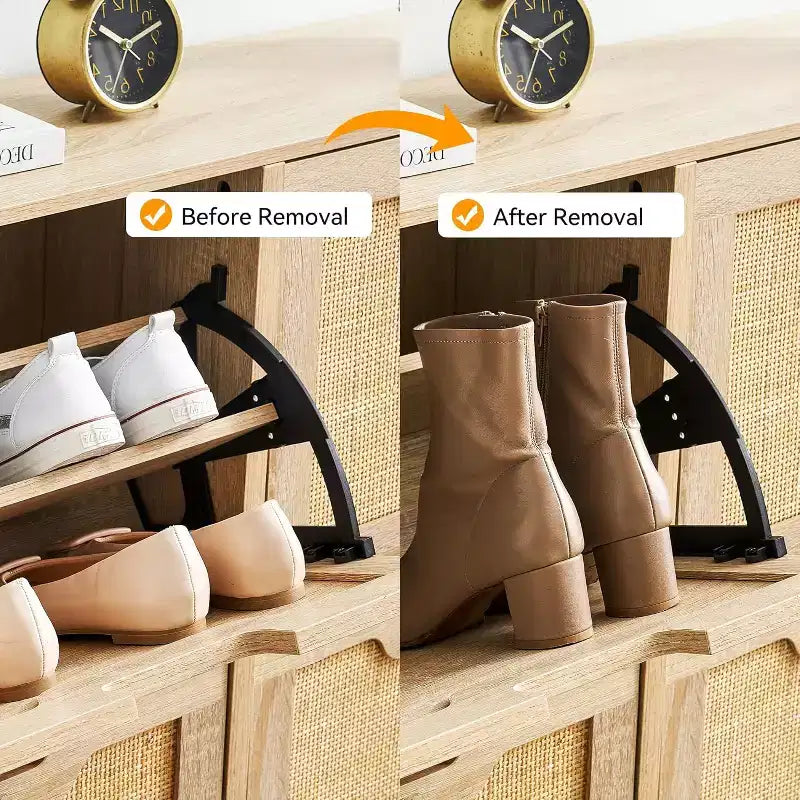 Meuble à chaussures autoportant en rotin avec quatre tiroirs rabattables, unité de rangement de chaussures dissimulée, étagère à chaussures fine et peu encombrante pour entrée, couloir, salon