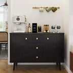 Meuble de rangement buffet cannelé de 47,2 po de large, 3 tiroirs, 2 portes et 2 étagères réglables, meuble TV moderne du milieu du siècle pour salon