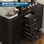 Meuble de rangement buffet cannelé de 47,2 po de large, 3 tiroirs, 2 portes et 2 étagères réglables, meuble TV moderne du milieu du siècle pour salon