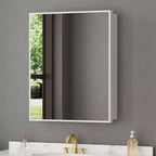 Armoire à pharmacie Elise avec miroir, armoire de salle de bain à montage en surface ou encastré, étagères réglables en verre trempé, réversible