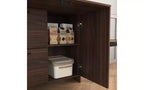 JVNOXK Meuble de bureau 31 pouces avec tiroirs de rangement et étagères, doté d'un plateau pliable, idéal pour les dortoirs et les petits espaces. Noyer