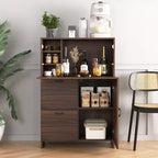 JVNOXK Meuble de bureau 31 pouces avec tiroirs de rangement et étagères, doté d'un plateau pliable, idéal pour les dortoirs et les petits espaces. Noyer